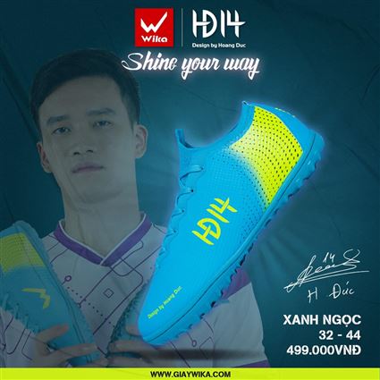 Giày Bóng Đá Wika Hoàng Đức HĐ14 Xanh Ngọc